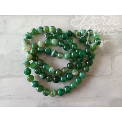 Ronde 10 - Agate naturelle rayée vert d'eau moyen (5 pces) 